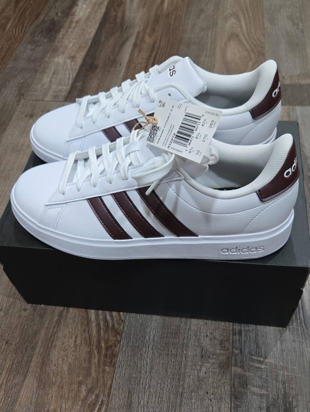 adidas Women’s White Sneakers with Maroon Stripes